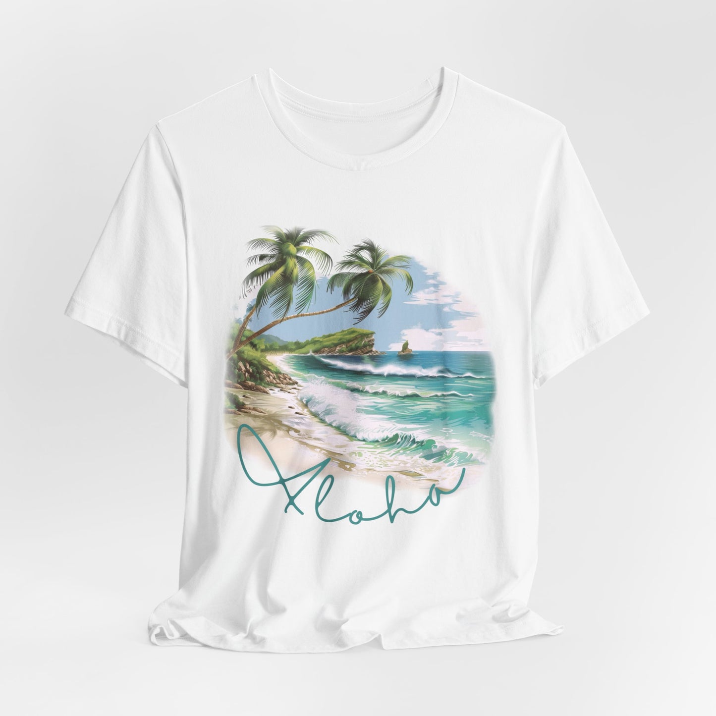 Aloha Palm Tree Ocean Tee Shirt #2 - Bella+Canvas Short Sleeve Tee