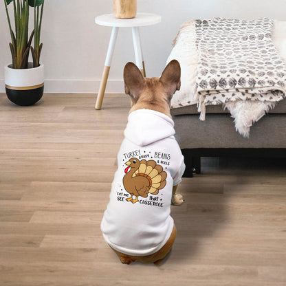 Turkey, Gravy, Beans & Rolls - Pet Hoodie -  Small Breed